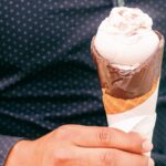 Chocolate dipped cone with vanilla ice cream from Vintage Sweet Shoppe